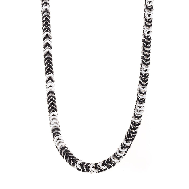 Original necklace with black and white elastic rings