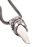 Necklace with large ostrich claw finished in white color