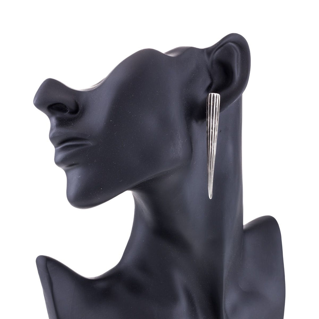 Large earrings for women in beak shape color steel color