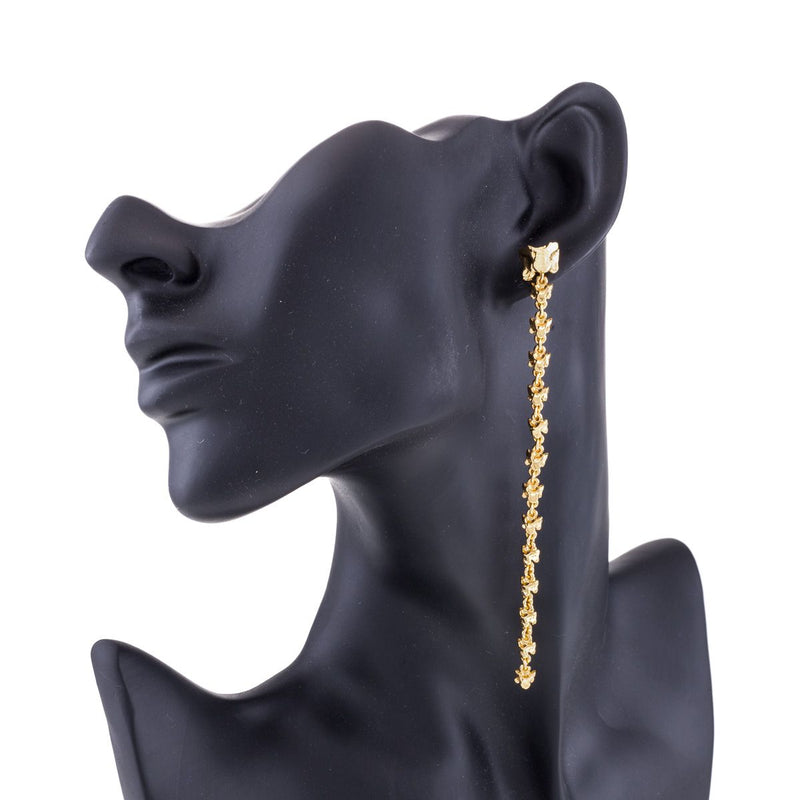 Long earrings for women with links in the shape of vertebrae