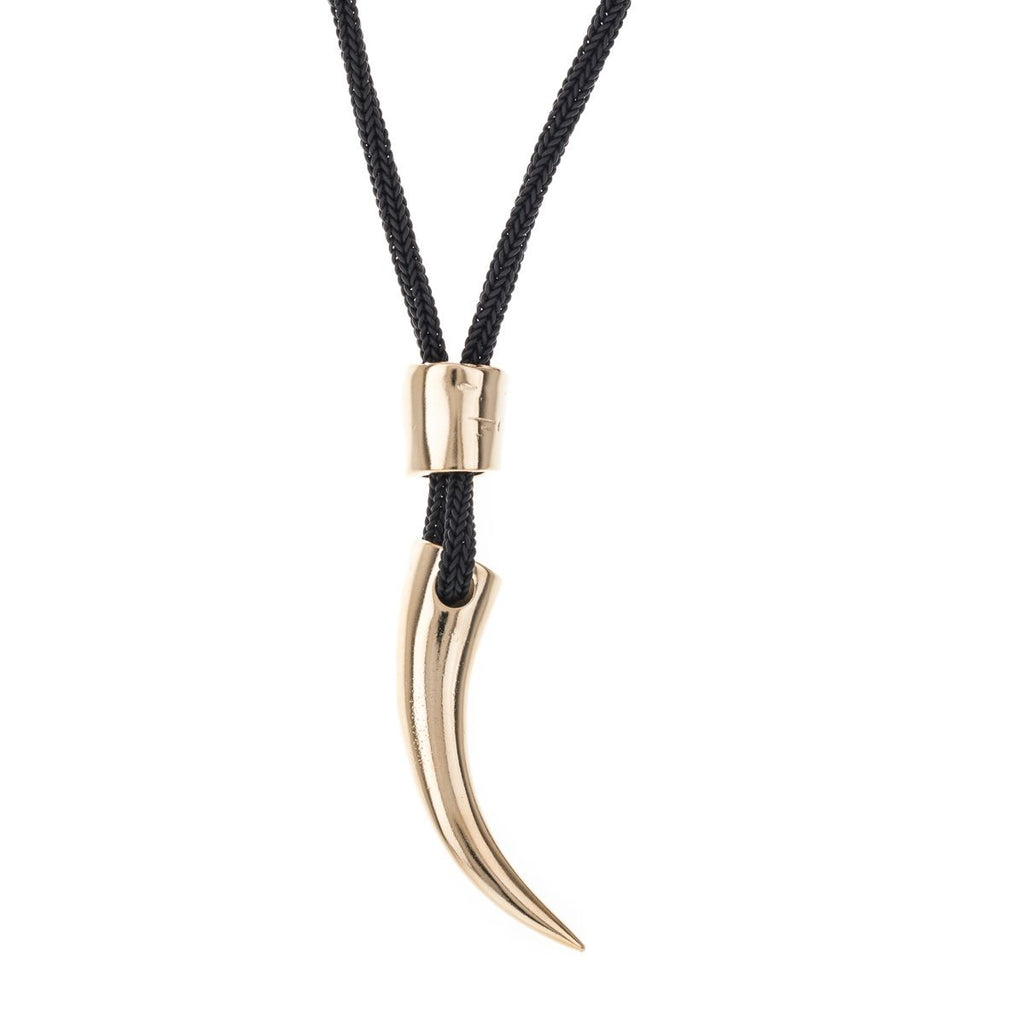 Nautic split horn necklace with black rope