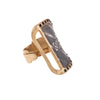 Extravagant adjustable ring with steel color plate