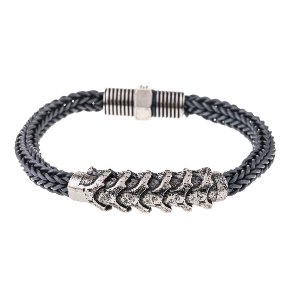 Rubber bracelet with metal clasp and bone