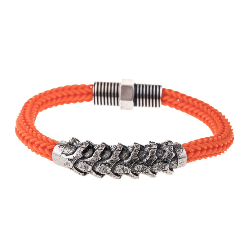 Rubber bracelet with metal clasp with orange bone