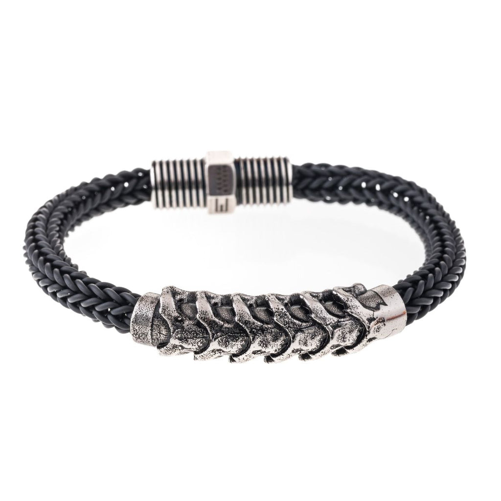 Rubber bracelet with metal clasp and bone