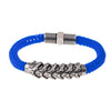 Rubber bracelet with metal clasp with blue bone