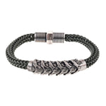 Rubber bracelet with metallic clasp and gray bone