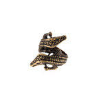 Double crocodile ring in gold and black color