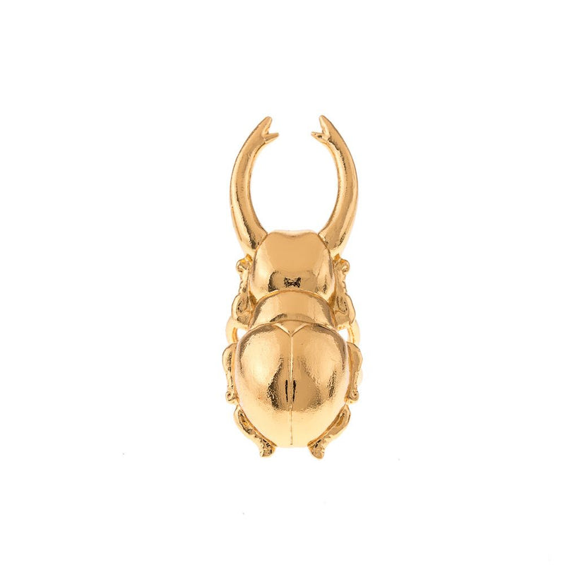 Golden medium Egyptian scarab beetle ring
