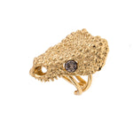 Golden egyptian snake head ring with stones in the eyes