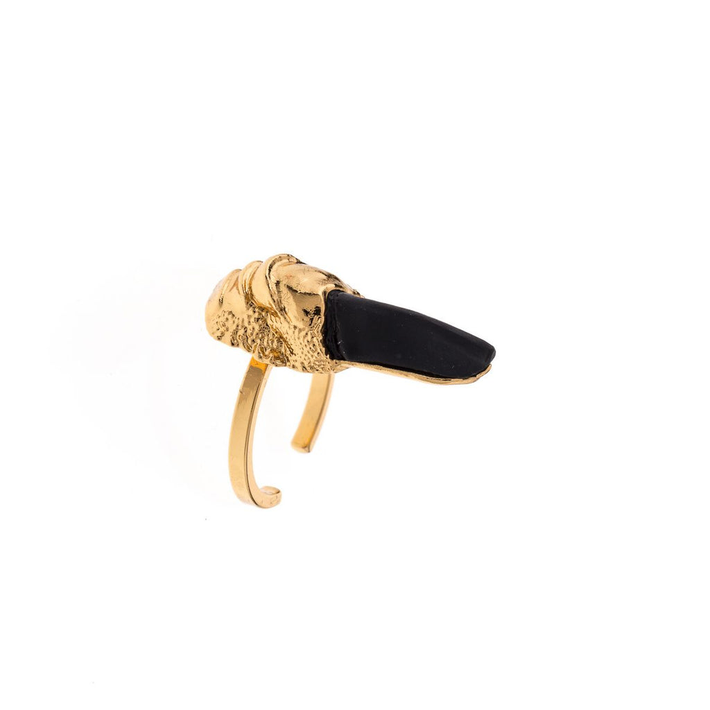 Large gold plated ostrich claw ring
