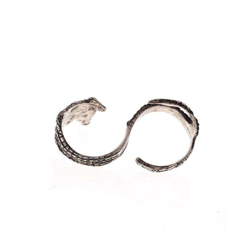 Original two finger crocodile ring viewed from above