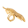 Golden lizard ring seen from the side