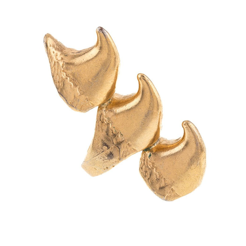 Gold-plated Vertical Triple Fin Ring