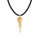 Original necklace with golden spear and black rope