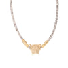 Women's necklace with golden jaguar head and white string
