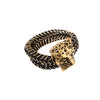 Gold and black elastic bracelet for women with jaguar head