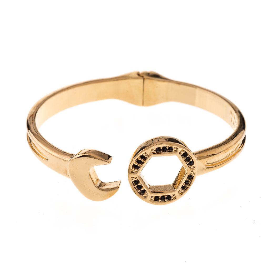 Gold plated fixed key bracelet for women