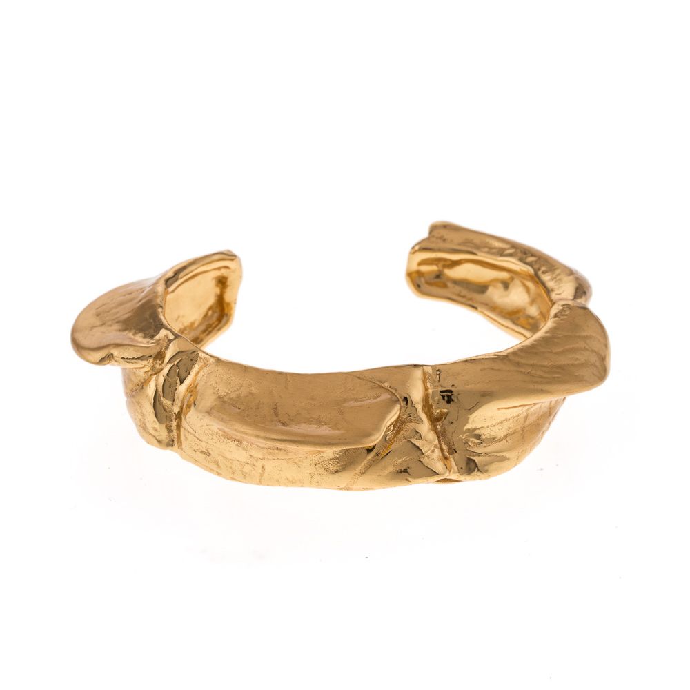 Large open gold plated bracelet for women