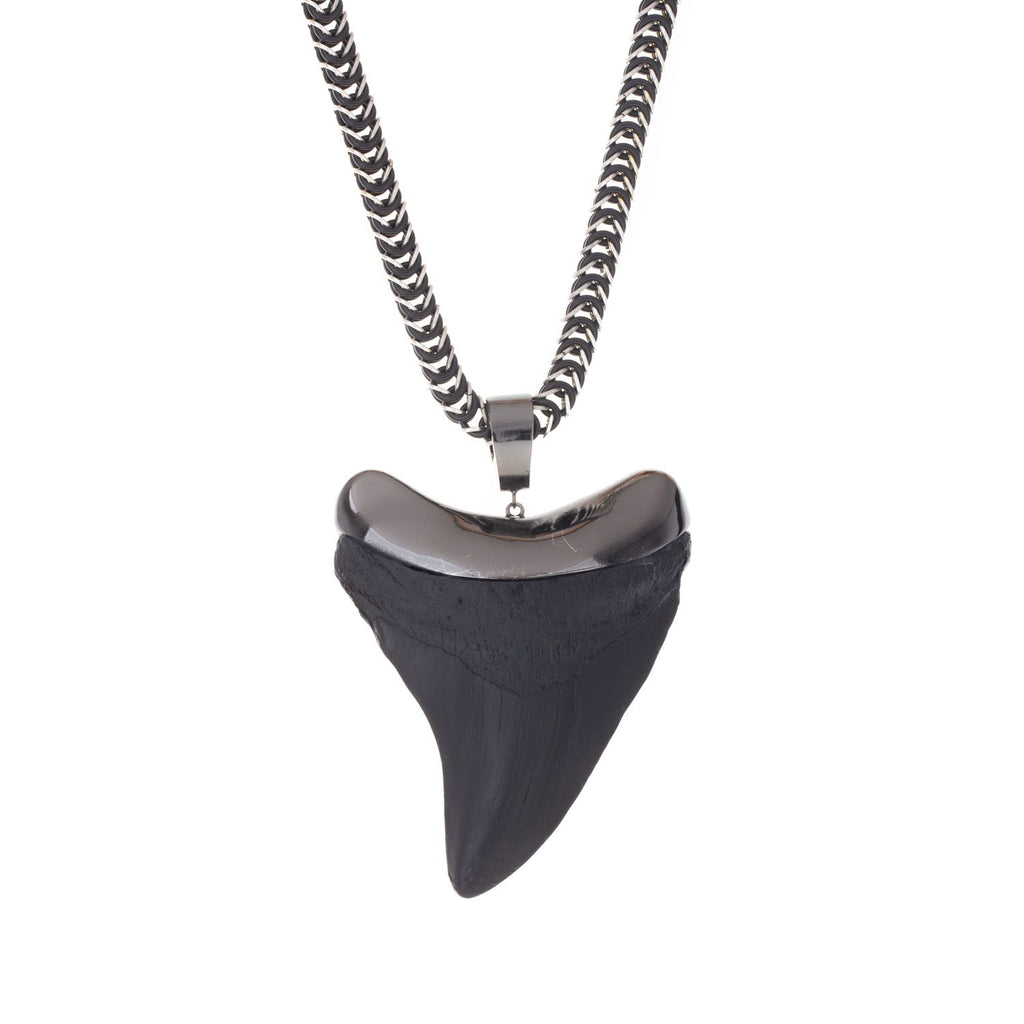 Long necklace with large shark tooth beads