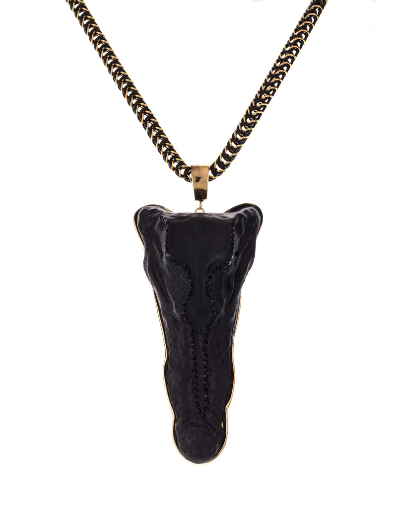 Original necklace with large crocodile head in resin