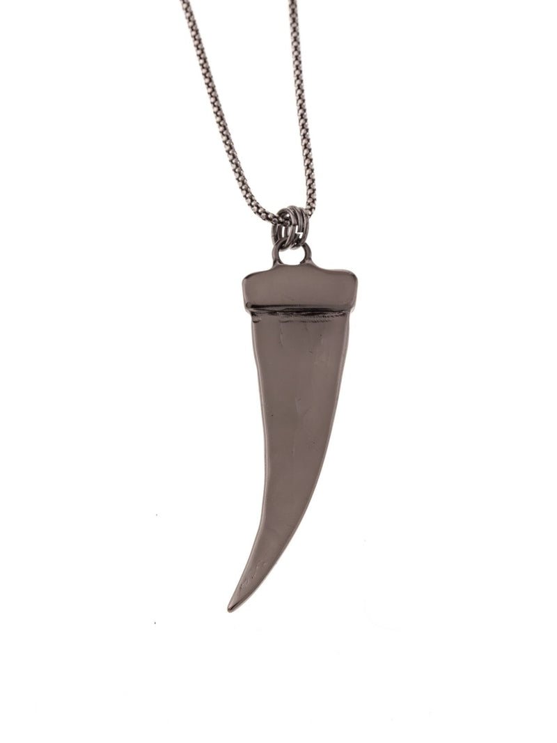 Original necklace with flat tusk in old steel color
